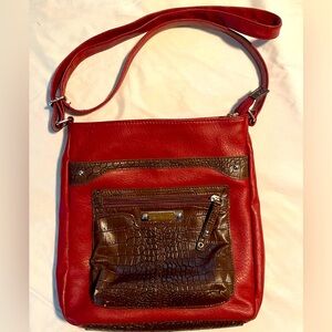 Rosetti Handbag Purse With Alligator Trim And Burgundy Leather Red Interior GUC